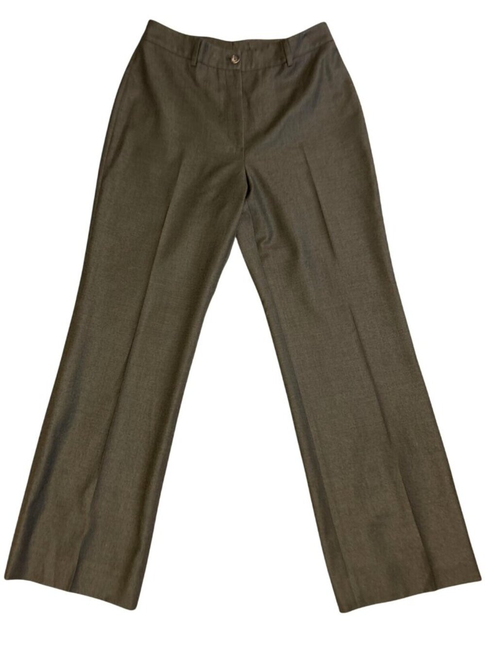 Vintage Bernard Zins Wool Trousers Women'S 8 Dark Khaki Tailored Dress Pants